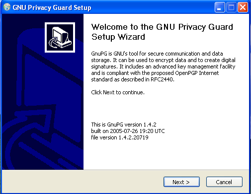 GnuPG Installation wizard