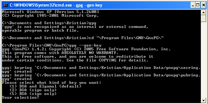 GnuPG key generation