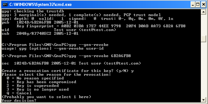 GnuPG key revocation